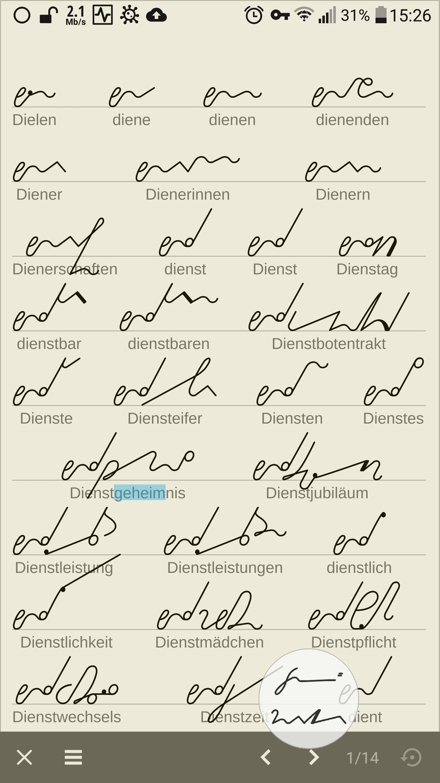 Stenografie Wörterbuch DE